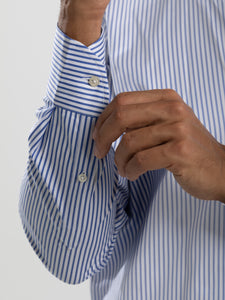 Striped Navy And White Dobby Pattern Button-Down Shirt