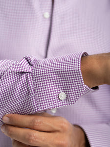 Purple Houndstooth White Collar Shirt