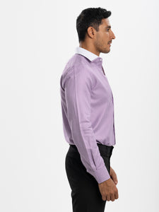 Purple Houndstooth White Collar Shirt