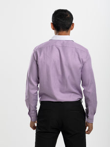 Purple Houndstooth White Collar Shirt