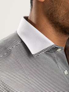 Black Houndstooth White Collar Shirt