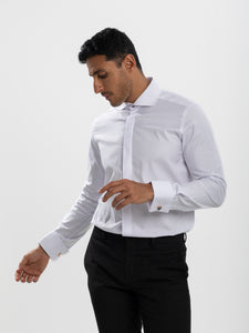 White Oxfrd Cufflinks - Black Button Shirt